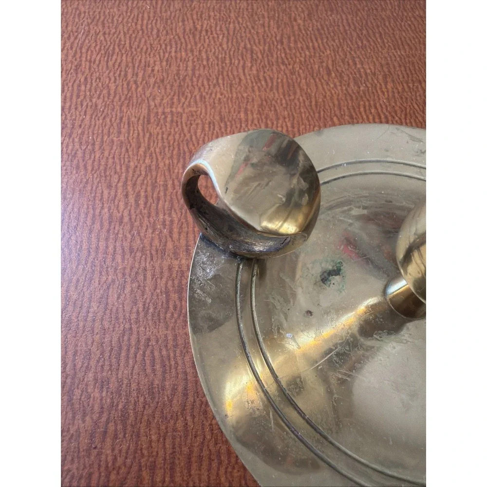 Vtg Brass Chamberstick CandleStick Candle Holder Finger Ring